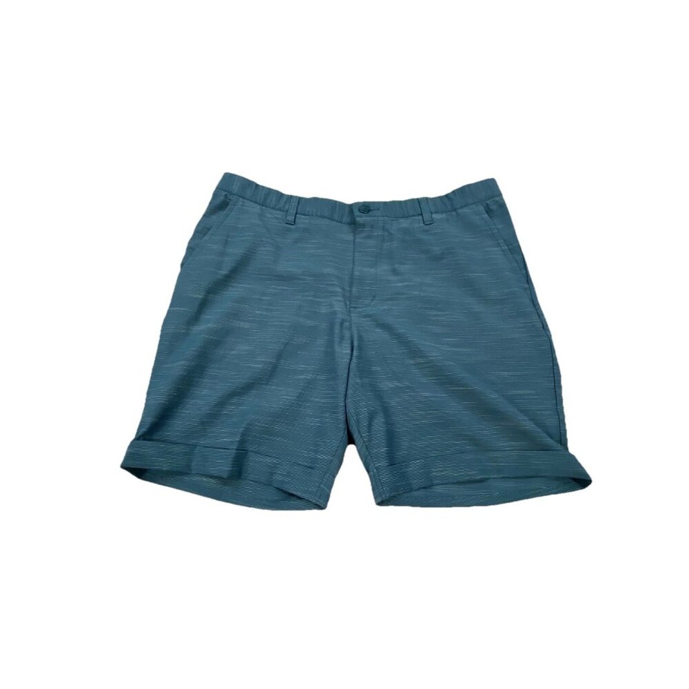 Adidas Chino Shorts Mens 38 Blue Slash Pockets Flat Front Zip Fly Classic Cuffed